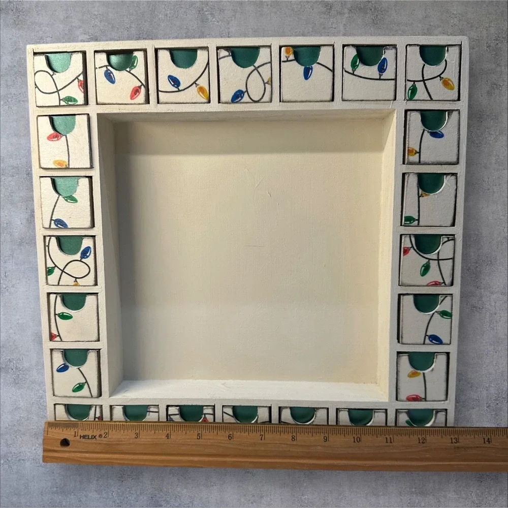 Wooden Advent Calendar 13x13 DIY‎ Preassembled, Empty Drawers - Silver Stickers